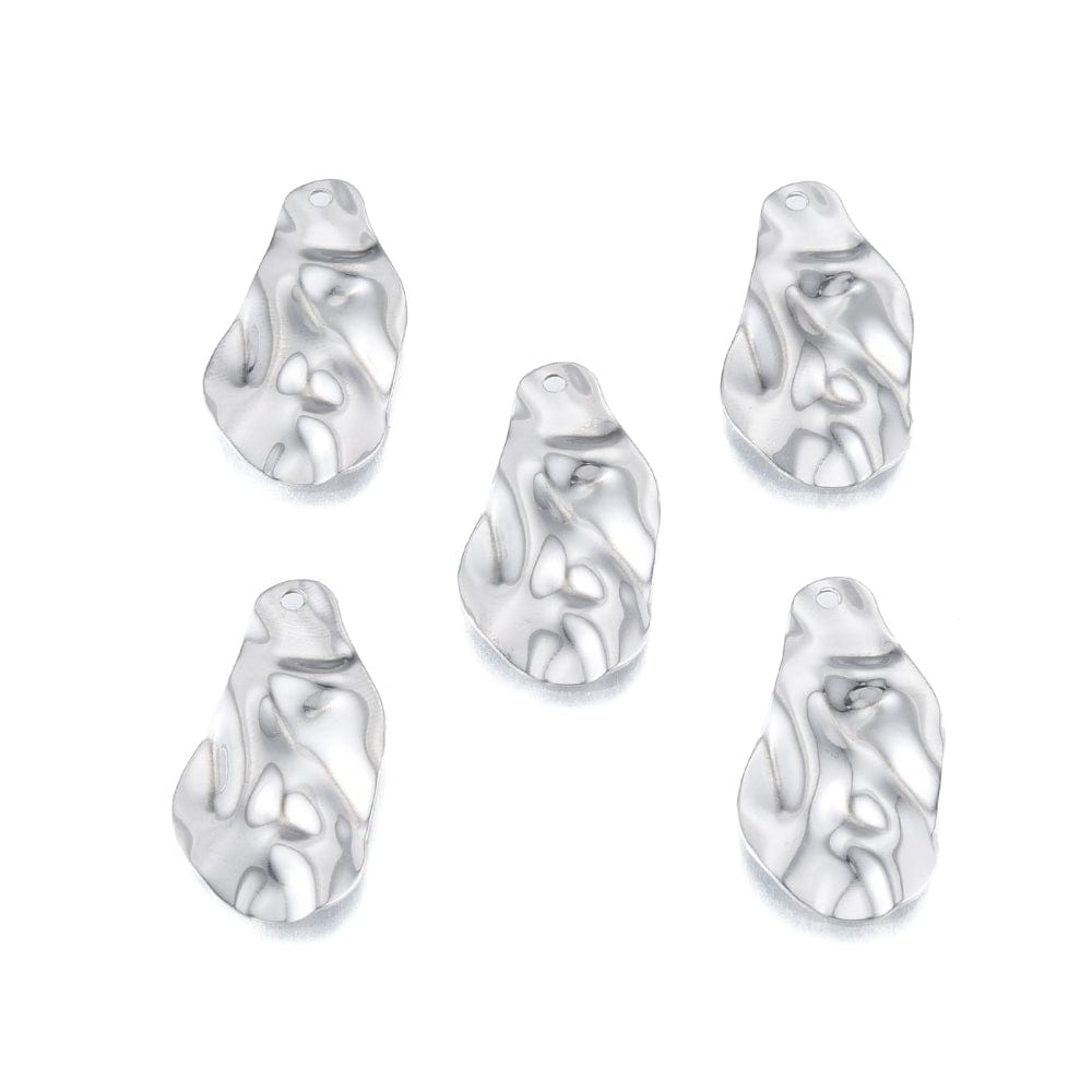 Vandfaste Dråbe Vedhæng Med Mønster, Stål, 30x17mm. 2 stk - Uniq Perler - 4441359