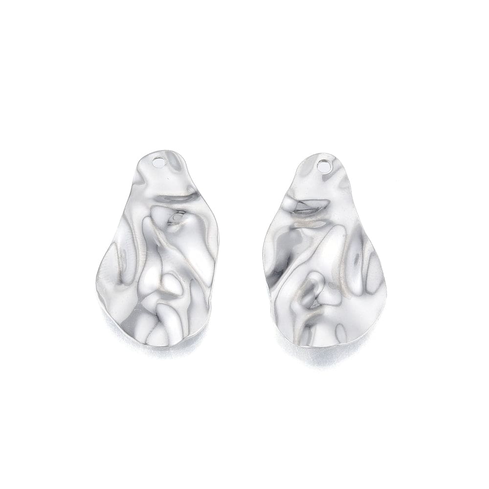 Vandfaste Dråbe Vedhæng Med Mønster, Stål, 30x17mm. 2 stk - Uniq Perler - 4441359