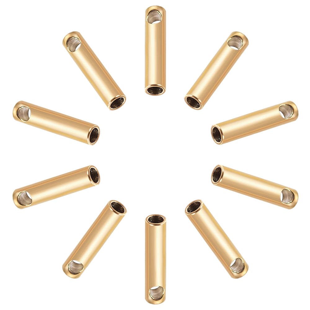 Vandfaste Endestykker – 18K Forgyldt Stål (7x1,6mm, 10 stk) - Uniq Perler - 387073