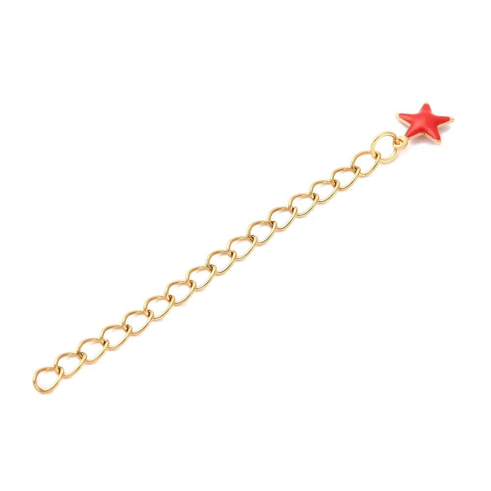 Vandfaste Kædeforlængere med Emalje Stjerne – Forgyldt Stål (61mm) 2 stk - Uniq Perler -