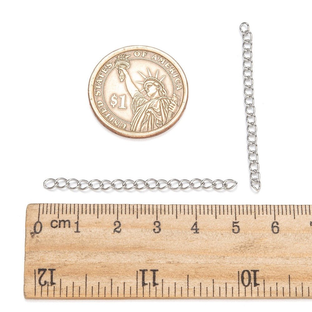 Vandfaste Kædeforlængere – Stål (47-53x3mm) 100 stk. - Uniq Perler - 124137