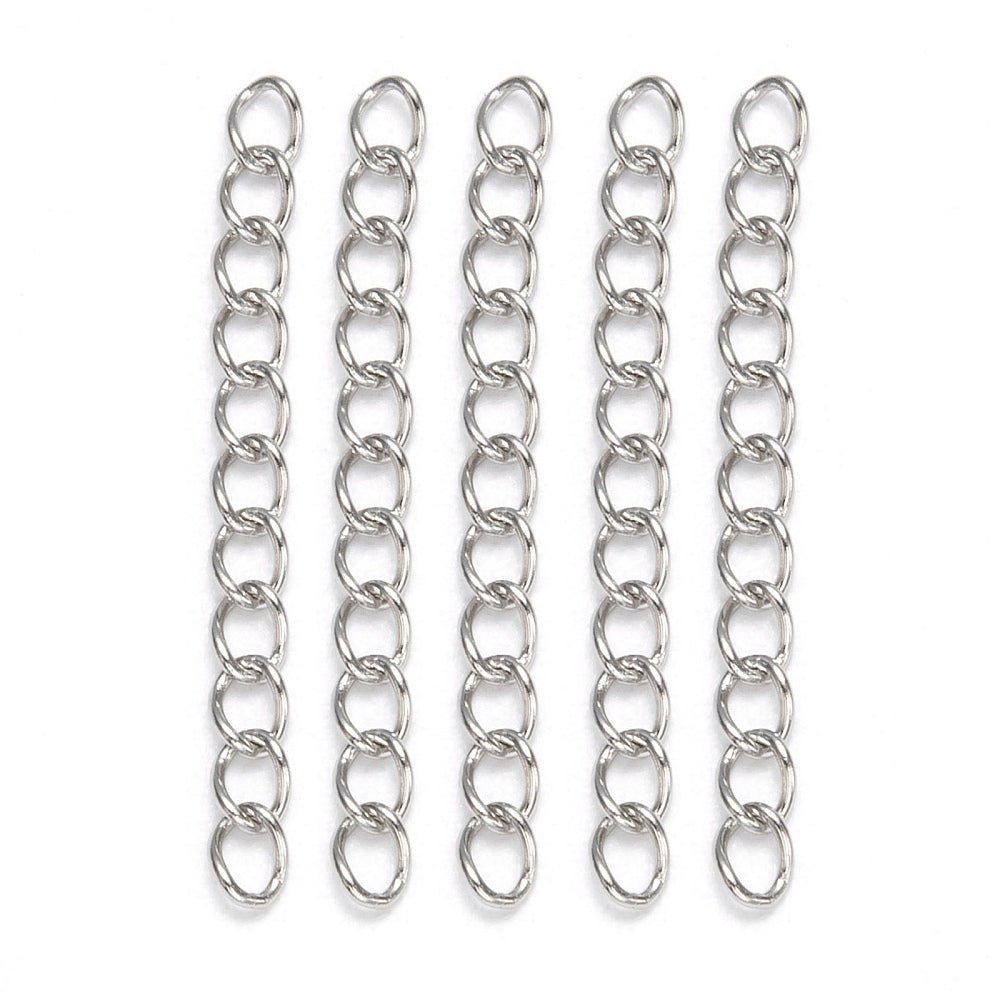 Vandfaste Kædeforlængere – Stål (47-53x3mm) 100 stk. - Uniq Perler - 124137