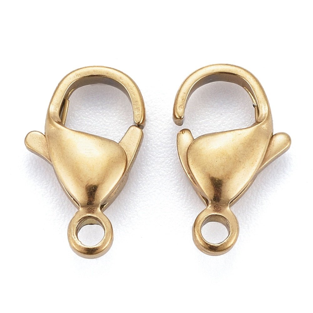 Vandfaste Karabinlåse – 18K Forgyldt (10x6mm, 10 stk) - Uniq Perler -