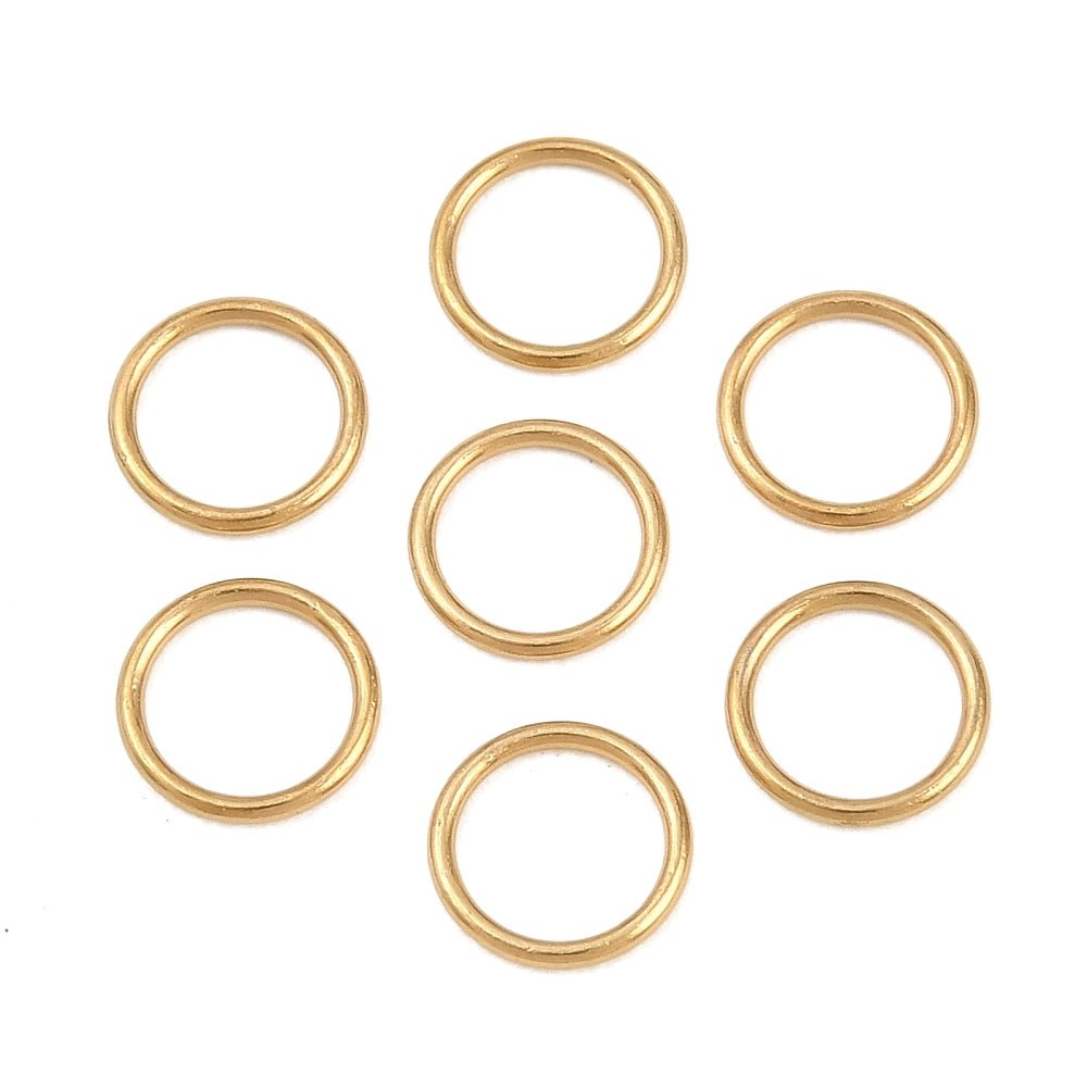 Vandfaste Lukkede Øskner – 18K Forgyldt Stål (7x0,8mm) 10 stk - Uniq Perler - 126269