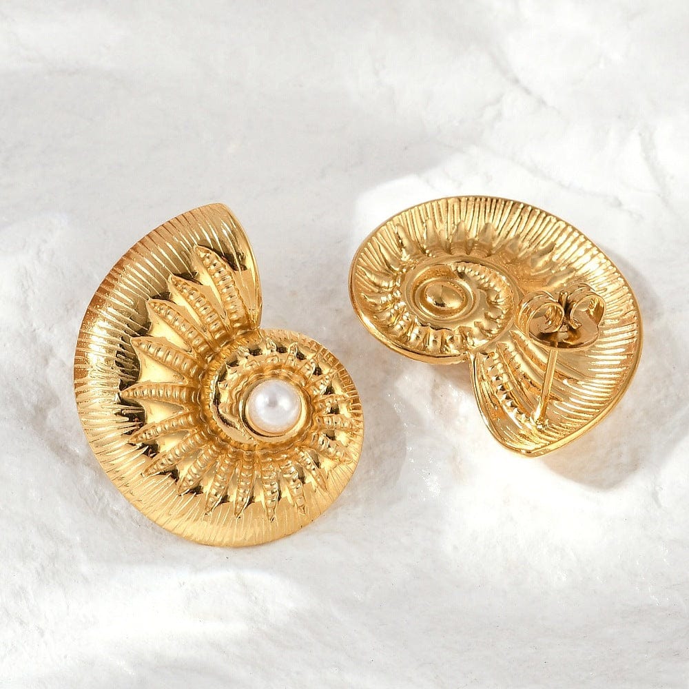 Vandfaste Muslinge Ørestikkere – 14K Forgyldt Stål (19,5x26mm) - Uniq Perler - 115852