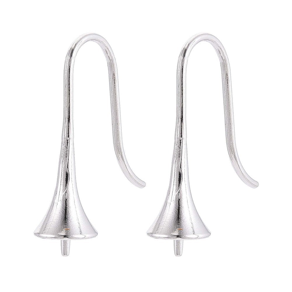 Vandfaste Ørekroge til Halvborede Perler – Klokkeform, Stål (23x6,5mm) - Uniq Perler - 119894