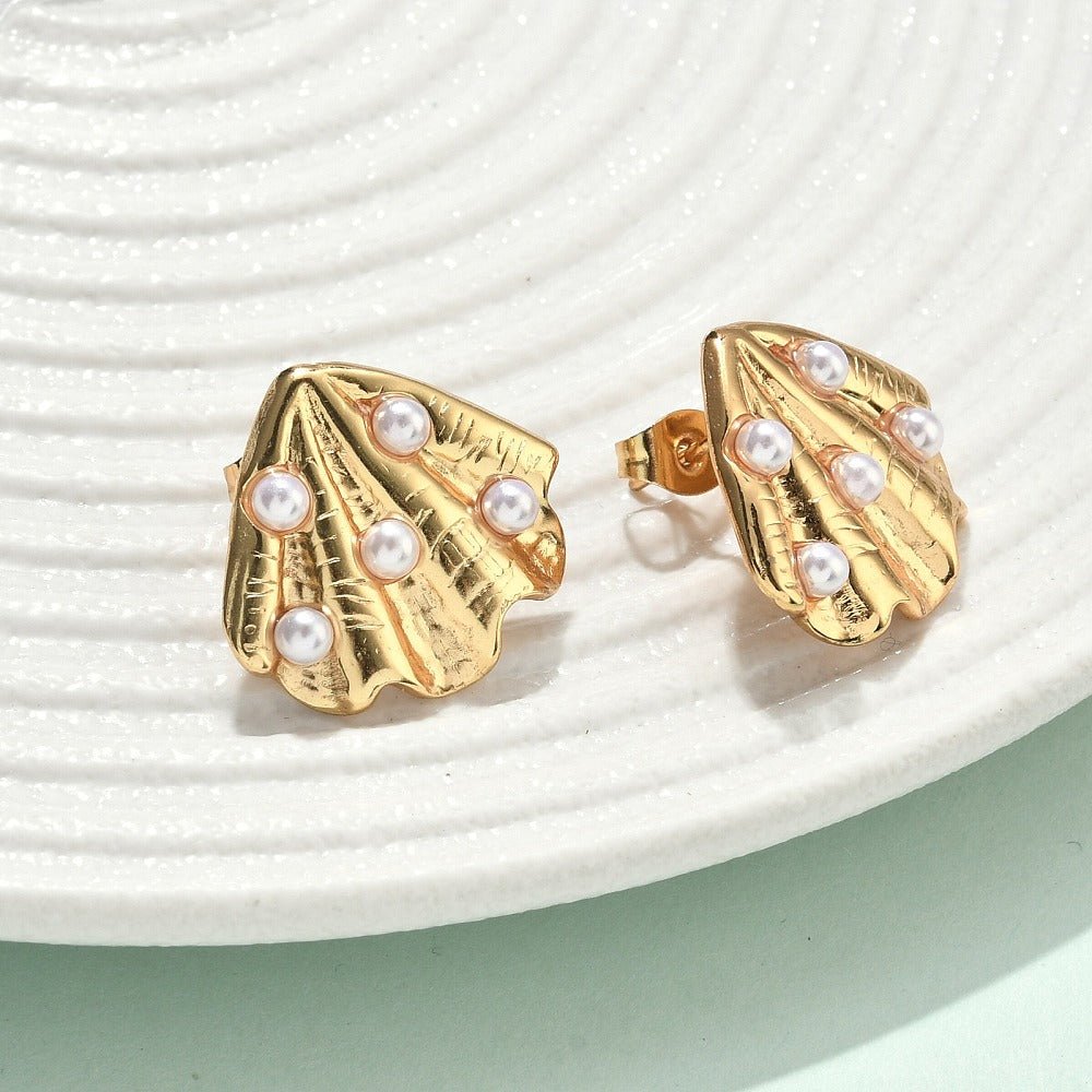 Wasserfeste Dingle-Ohrringe – 18K Vergoldet Stahl mit Perle (18.5x20.5mm)