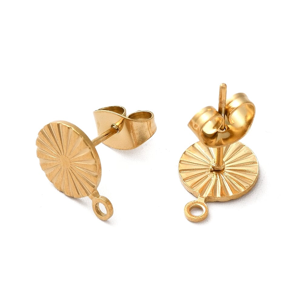 Vandfaste Ørestikkere Med Struktur Og Øje - Forgyldt Stål (11x8mm) - Uniq Perler - 0001489014