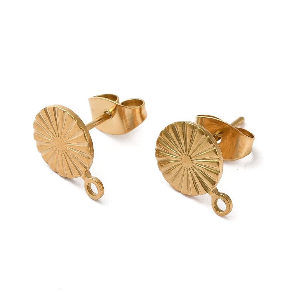 Vandfaste Ørestikkere Med Struktur Og Øje - Forgyldt Stål (11x8mm) - Uniq Perler - 0001489014