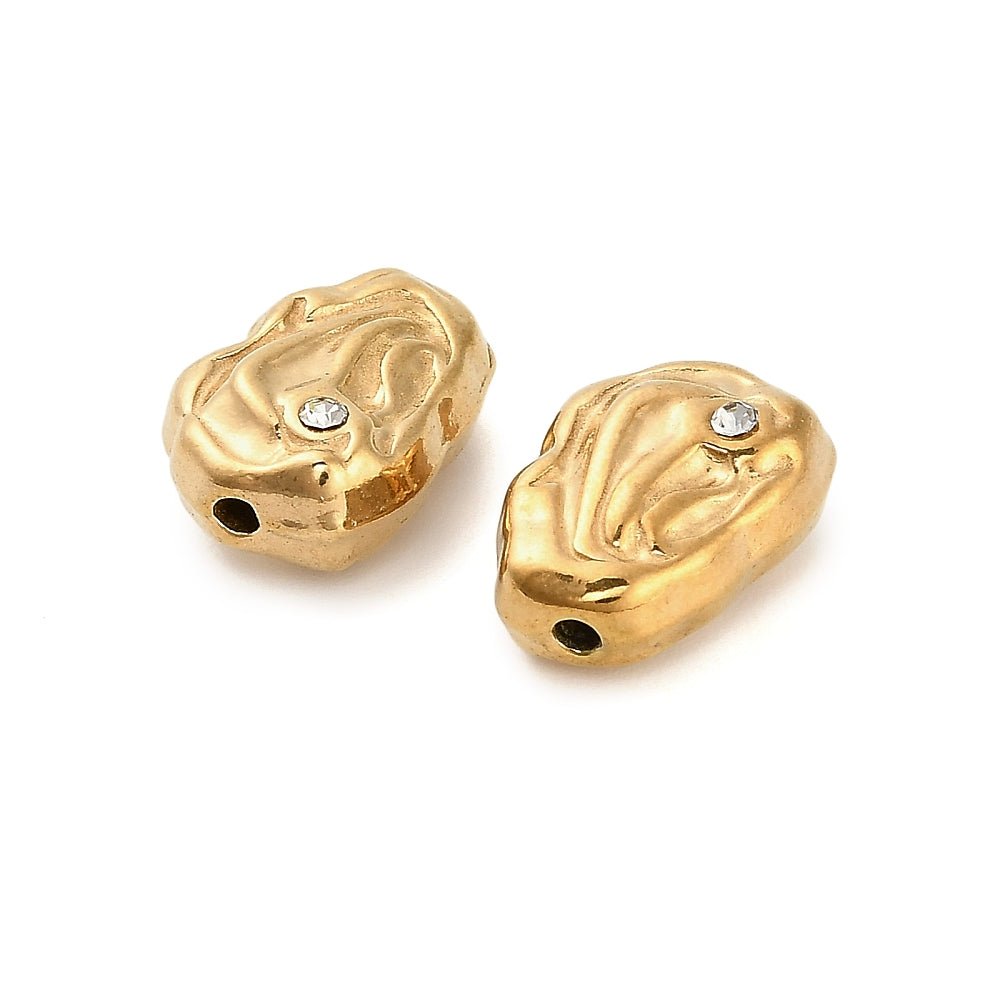 Vandfaste Organiske Stål Perler – 18K Forgyldt Stål (12,5x9,5x4,5mm) 2 stk. - Uniq Perler -