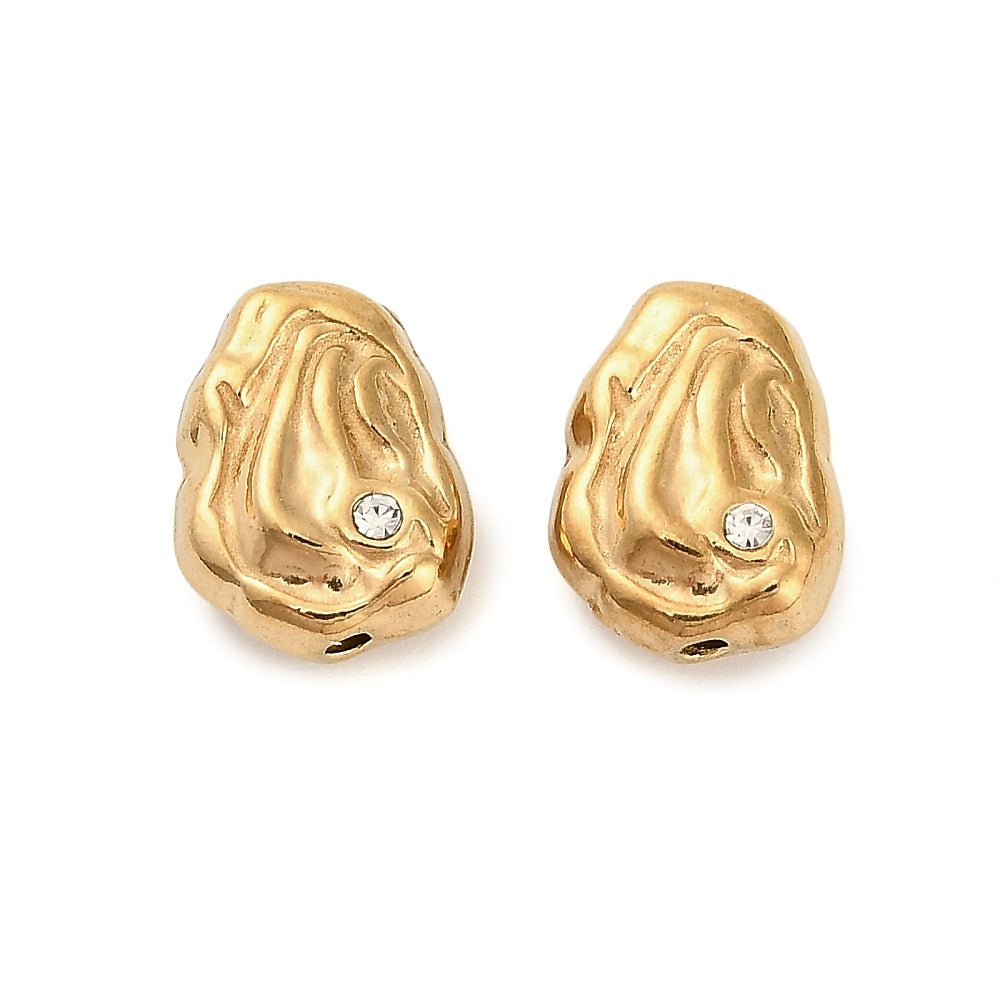 Vandfaste Organiske Stål Perler – 18K Forgyldt Stål (12,5x9,5x4,5mm) 2 stk. - Uniq Perler -