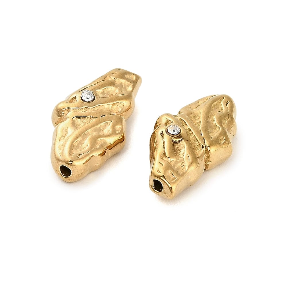 Vandfaste Organiske Stål Perler – 18K Forgyldt Stål (16x9x5mm) 2 stk. - Uniq Perler - 114608