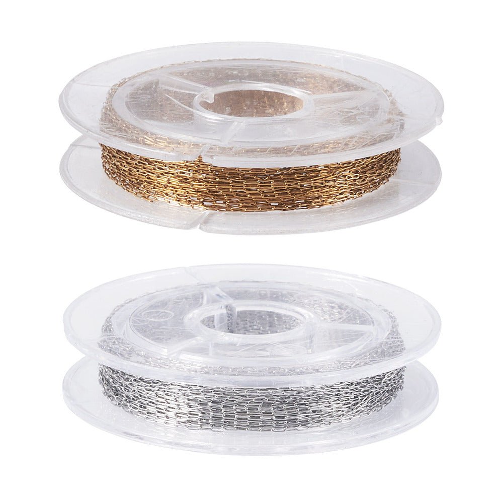 Wasserfeste Papierklammer-Ketten – 18K Vergoldet & Stahl, 5 m pro Farbe (2,2 x 0,7 mm)