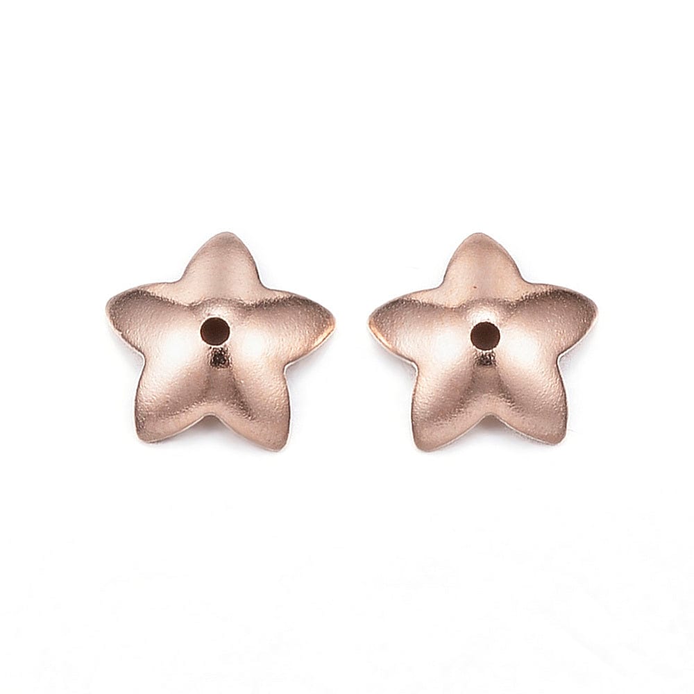 Vandfaste Perlekapper – Rosa Guld, Stål (7x7,5mm, 10 Stk) - Uniq Perler - 114258