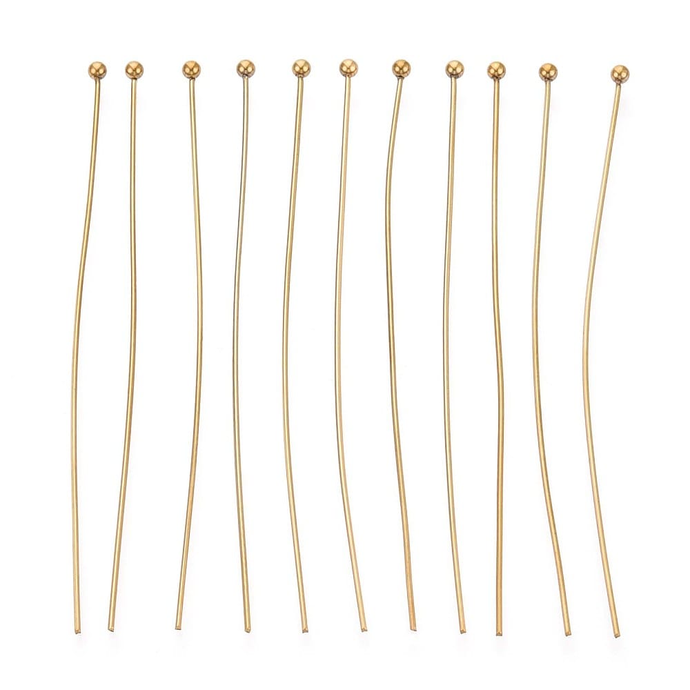 Vandfaste Perlestave – 18K Forgyldt Stål (60x0,5mm) 25 stk - Uniq Perler - 116049