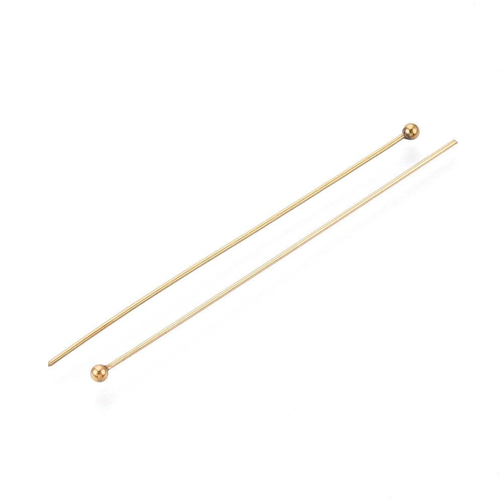 Vandfaste Perlestave Med Rundt Hoved – 18K Forgyldt Stål (50x0,5mm) 100 stk - Uniq Perler - 115529