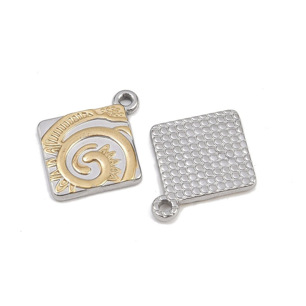 Vandfaste Rombe Vedhæng – 18K Forgyldt Stål (25x21x2.5mm) - Uniq Perler -