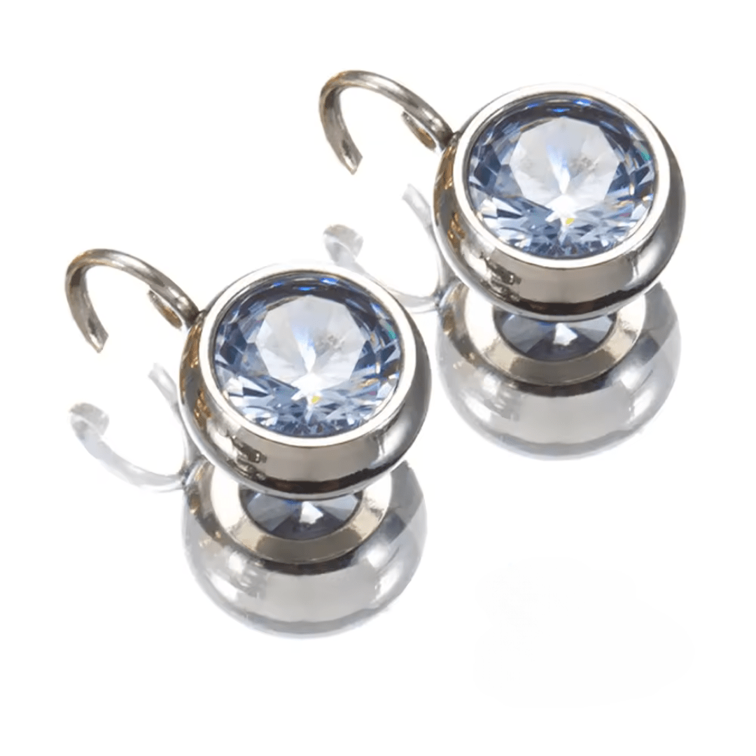 Vandfaste Runde Vedhæng Med Klar Sten, Stål, (5,5mm) - Uniq Perler - 112181