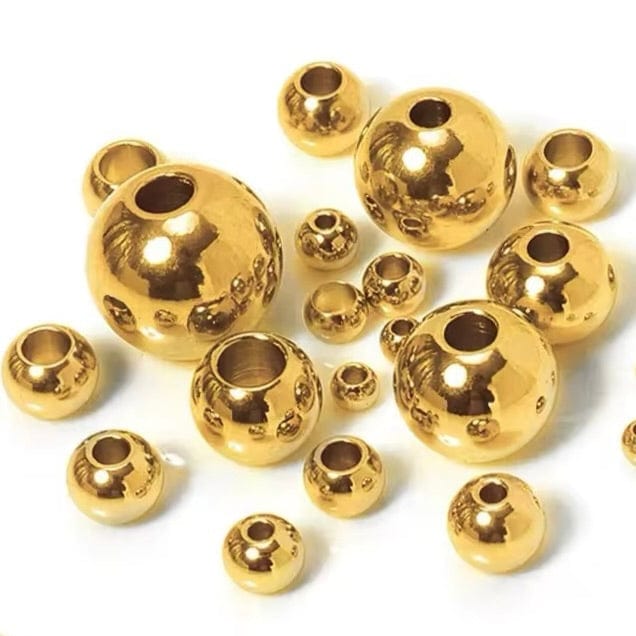 Vandfaste Stål Perler, 18K Forgyldt, 5mm, 10 stk. - Uniq Perler - 61468