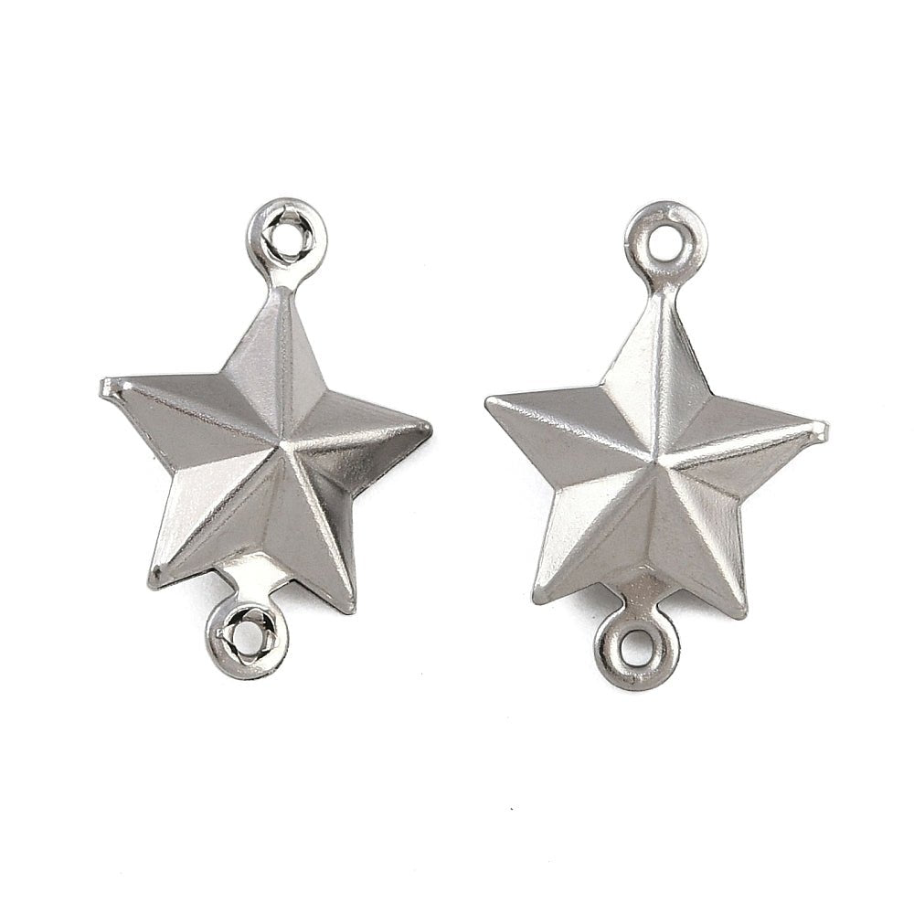 Vandfaste Stjerne Mellemled - Stål (13x18x4.5mm) 2 stk - Uniq Perler -