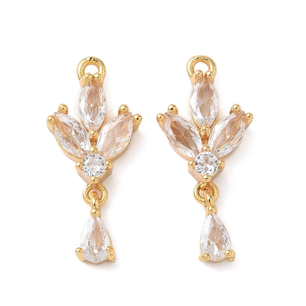 Vedhæng – 18K Forgyldt med Zirkonia (22.5x10x4.5mm) - Uniq Perler -