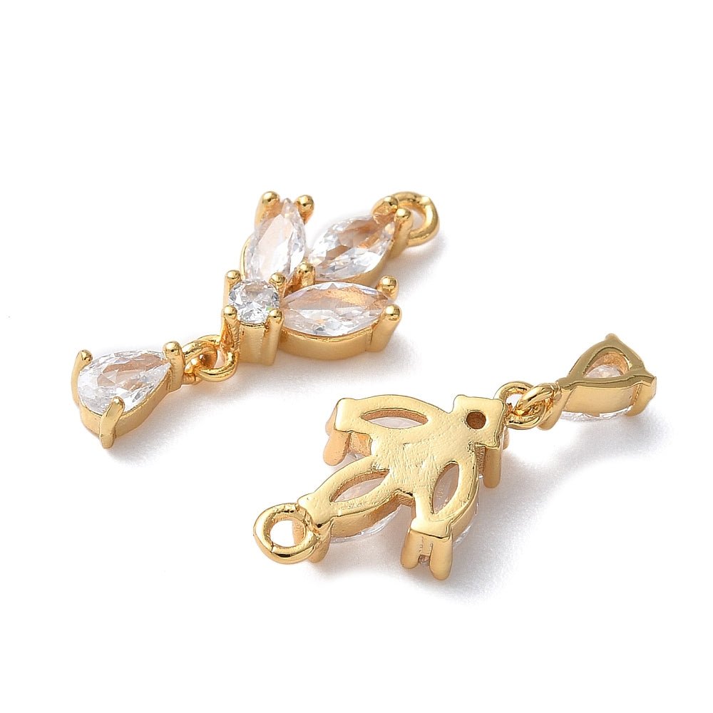 Vedhæng – 18K Forgyldt med Zirkonia (22.5x10x4.5mm) - Uniq Perler -