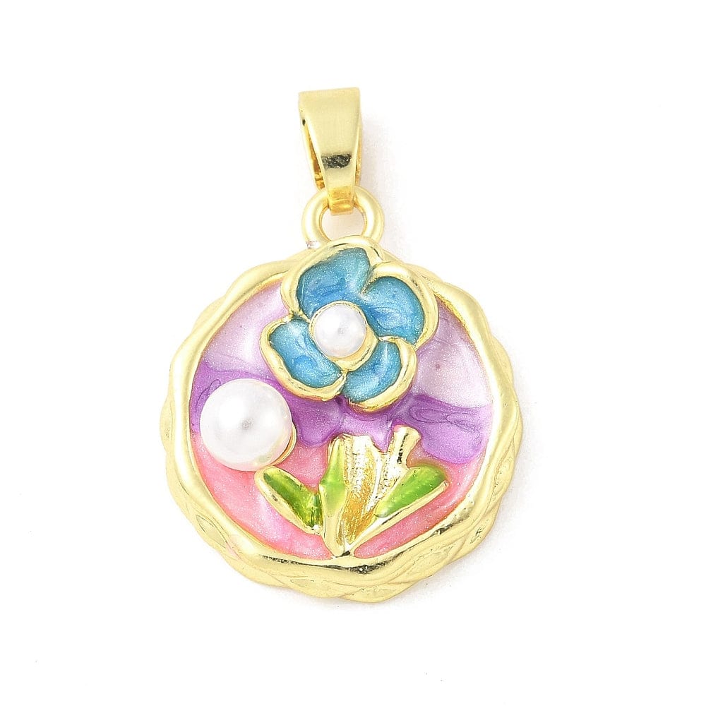 Vedhæng Med Blomster Detaljer, 18K Forgyldt, (23,5x20mm) - Uniq Perler - 114721