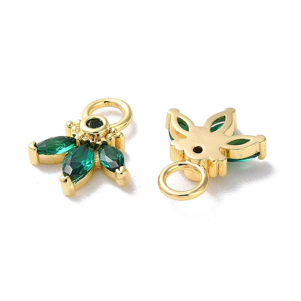 Vedhæng Med Grønne Zirkonia Sten, 18K Forgyldt, 12x9mm - Uniq Perler - 112797