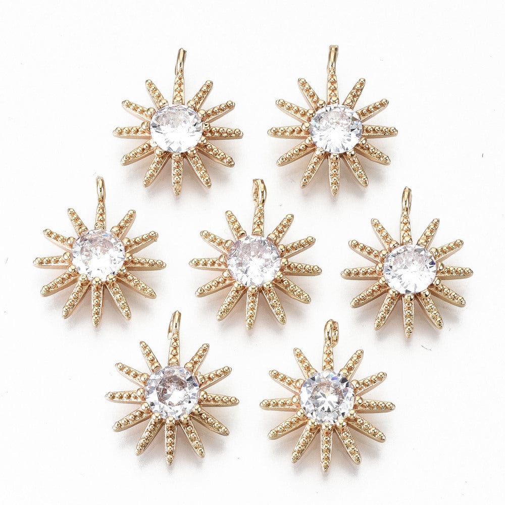 Vedhæng Med Klare Zirkonia Sten, Langtidsholdbar Forgyldning, 17,5x15mm - Uniq Perler - 0000014783