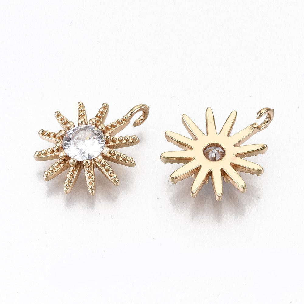 Vedhæng Med Klare Zirkonia Sten, Langtidsholdbar Forgyldning, 17,5x15mm - Uniq Perler - 0000014783