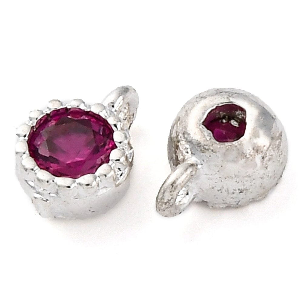 Vedhæng Med Lilla Zirkonia Sten, Langtidsholdbar Forsølvet, 6x4mm, 2 stk. - Uniq Perler - 114220