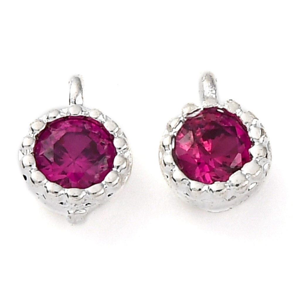 Vedhæng Med Lilla Zirkonia Sten, Langtidsholdbar Forsølvet, 6x4mm, 2 stk. - Uniq Perler - 114220