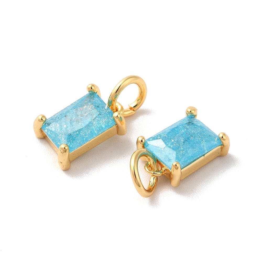 Vedhæng Med Lys Blå Zirkonia, 18K Forgyldning, 6x10x4mm - Uniq Perler - 205756