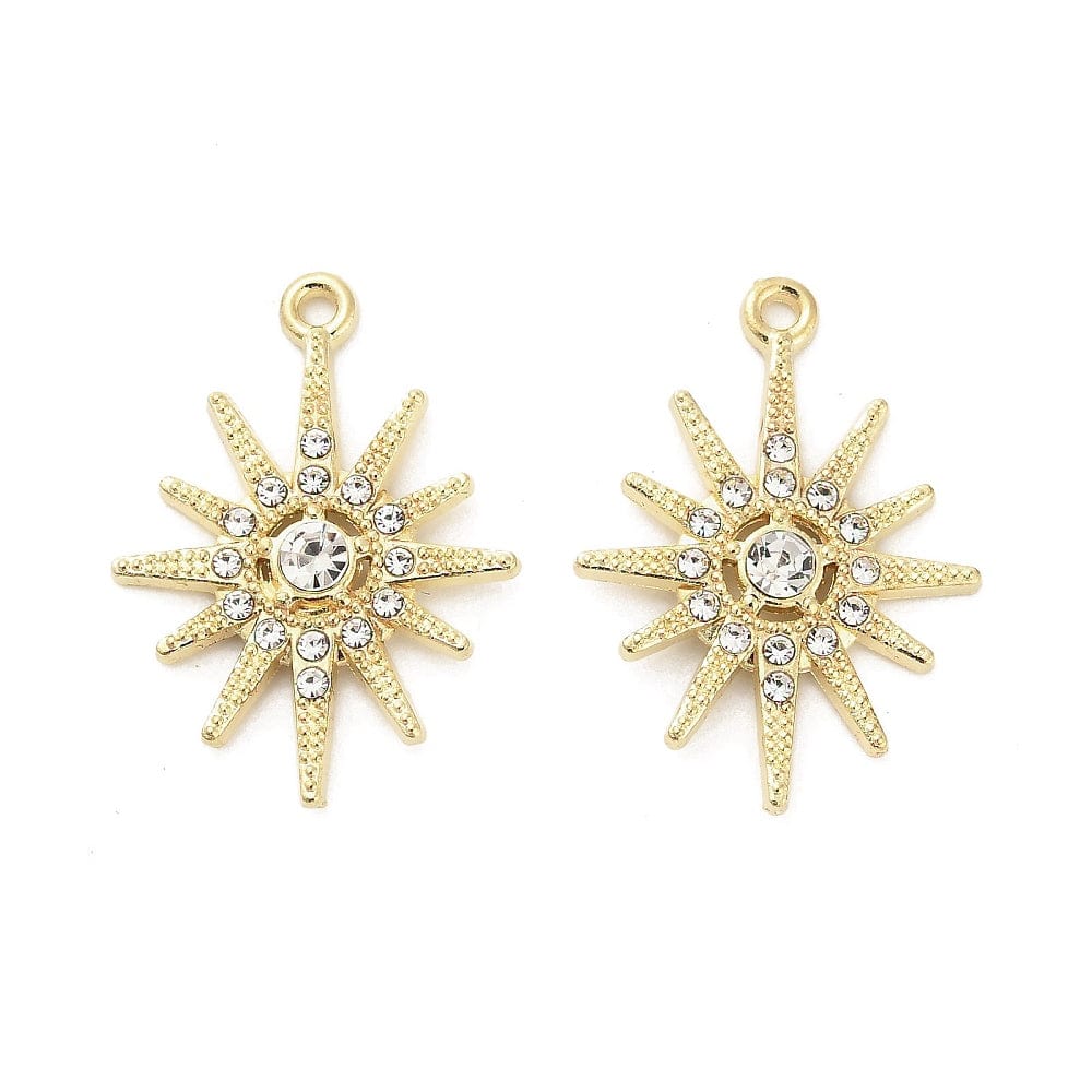 Vedhæng Med Rhinsten – Forgyldt (21x28mm) 2 stk. - Uniq Perler - 087846