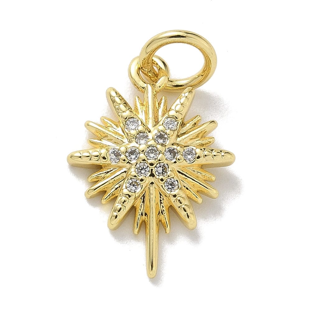 Vedhæng Med Zirkonia Sten, 18K Forgyldt, 15x14mm - Uniq Perler - 113954