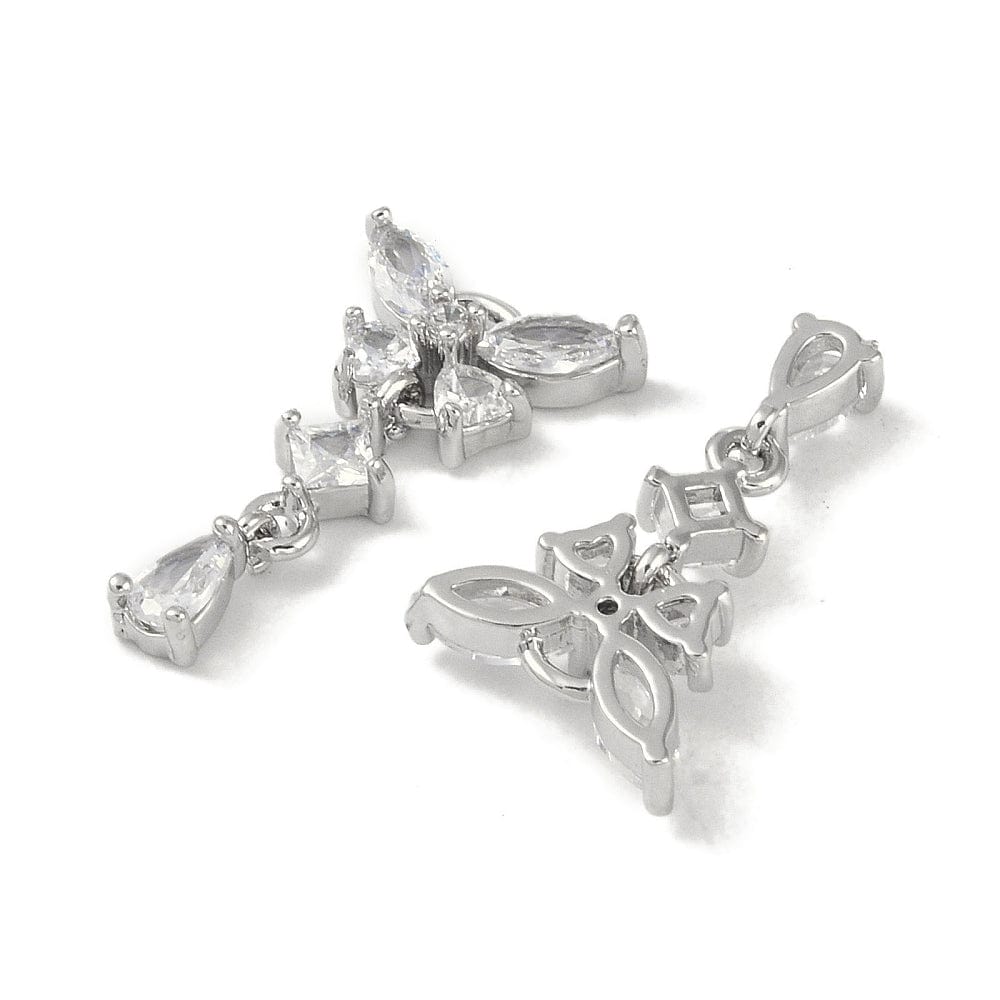 Vedhæng Med Zirkonia Sten, Platin, (21,5x13mm) - Uniq Perler - 112798