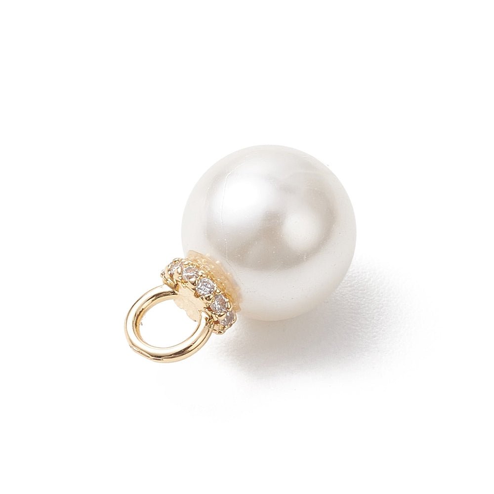 Vedhæng – Shell Perle Med Zirkonia, 18K Forgyldt Messing (17~20,5x12mm) 3 stk. - Uniq Perler - 124014