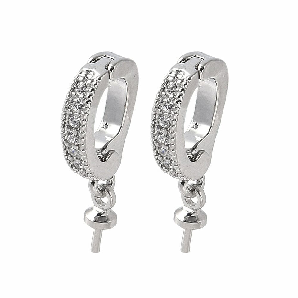 Vedhæng Til Anboret Perle Med Klare Zirkonia Sten, Langtidsholdbar Belægning, 18x7mm - Uniq Perler - 843556