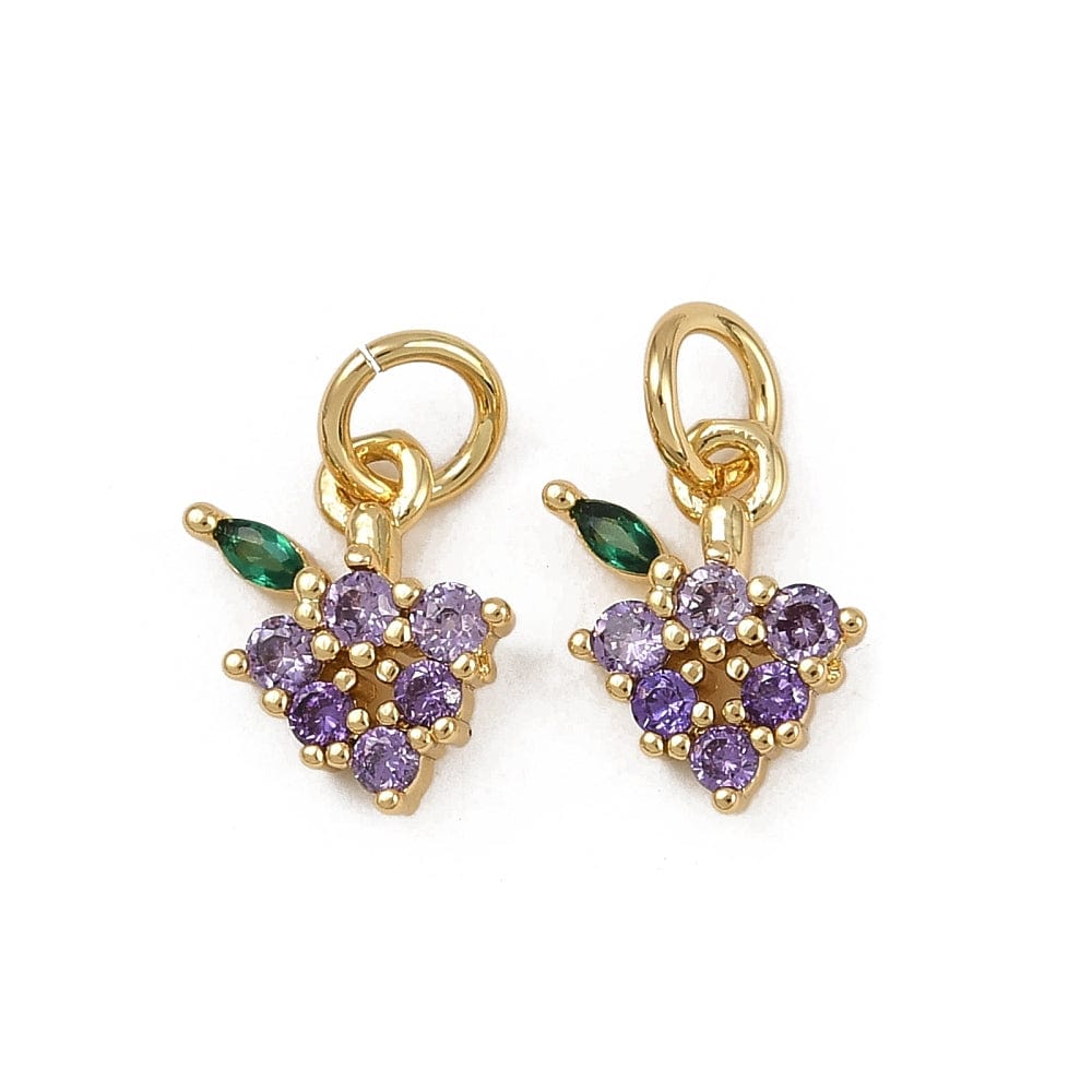 Vindrue Vedhæng Med Zirkonia – 18K Langtidsholdbar Forgyldt (10,5x7,5mm) - Uniq Perler - 115707