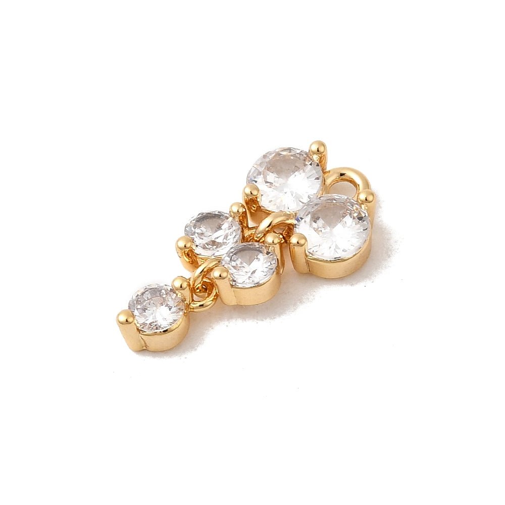 Vindrue vedhæng med zirkonia sten, 18K Forgyldning (8x16x3mm) - Uniq Perler -