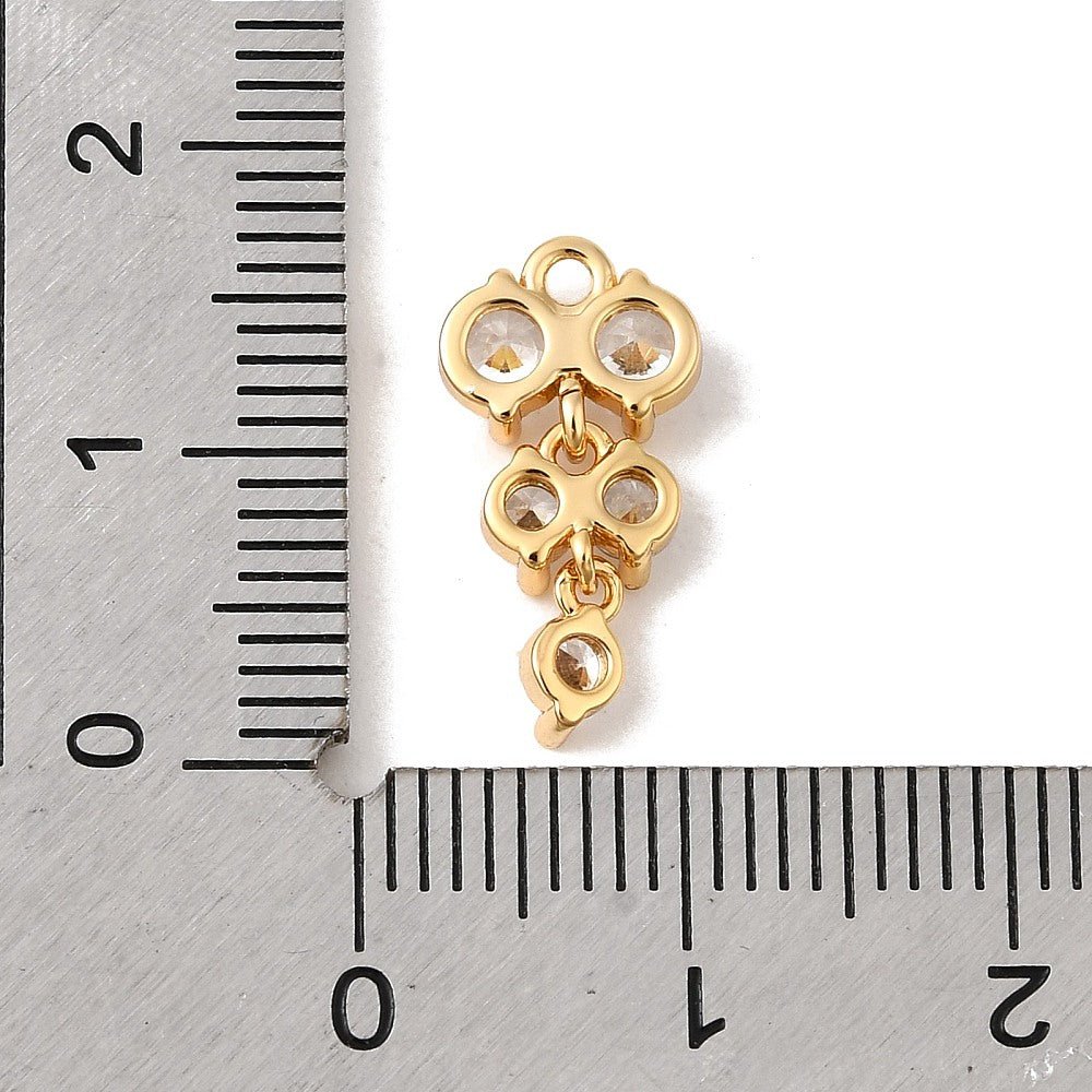 Vindrue vedhæng med zirkonia sten, 18K Forgyldning (8x16x3mm) - Uniq Perler -