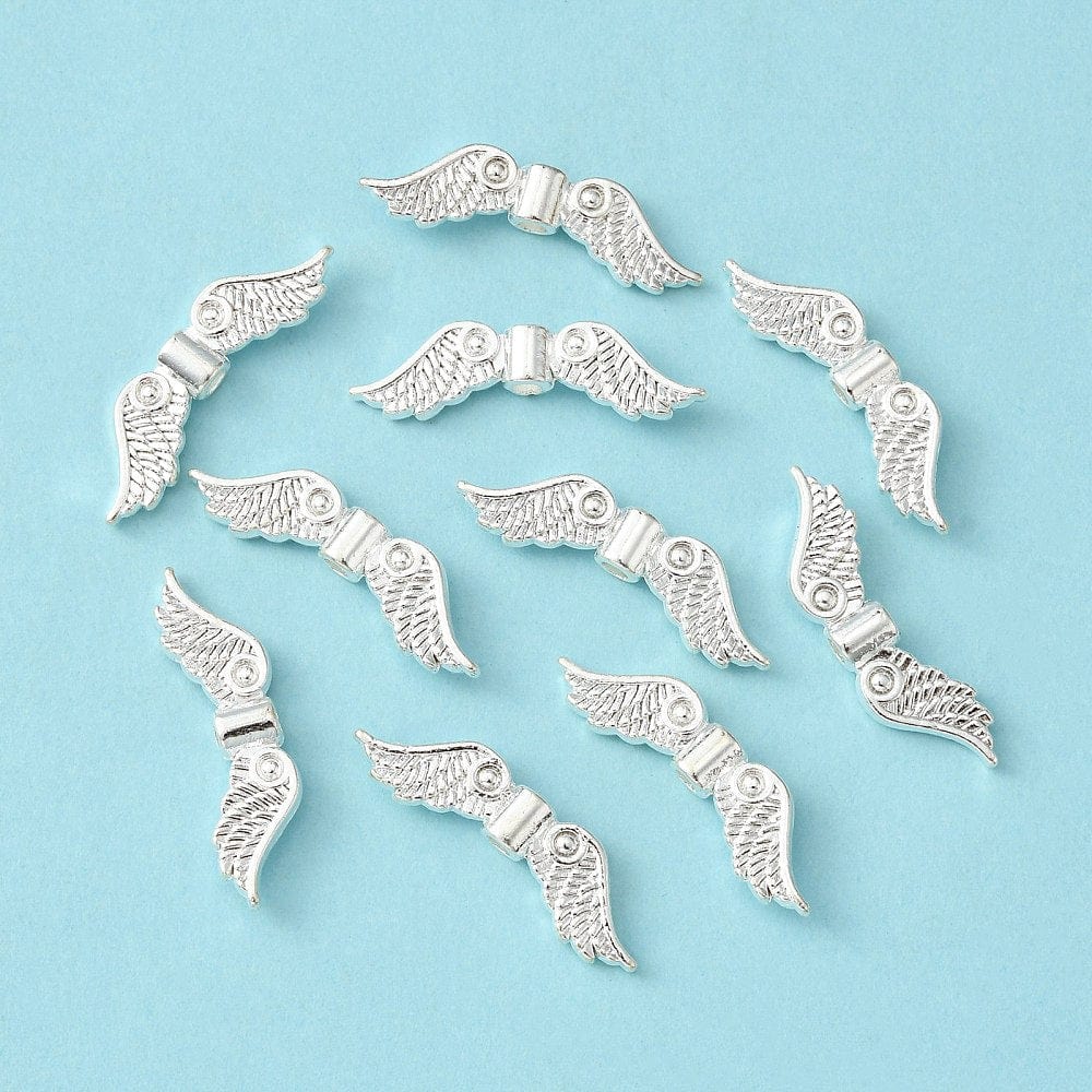 Vinger Mellemled – Forsølvet (23x7,5mm), 10 Stk - Uniq Perler - 1235897521