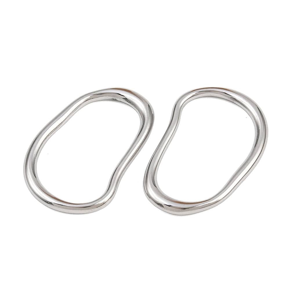 Wavy Rustfrit Stål – Wavy Oval, Sølvfarve (18x26,5mm, 2 stk) - Uniq Perler - 116187