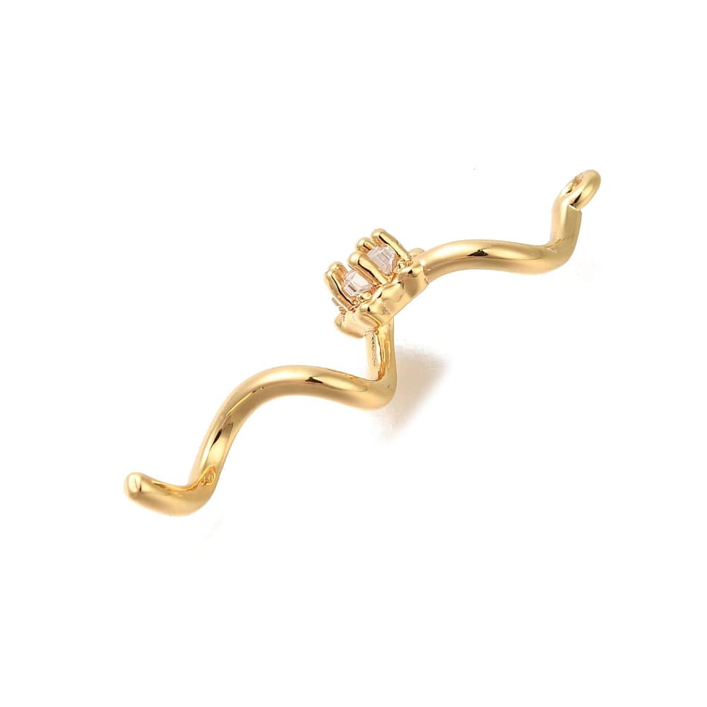 Wavy Vedhæng Med Zirkonia Sten, Forgyldt, 30x7mm - Uniq Perler - 114224