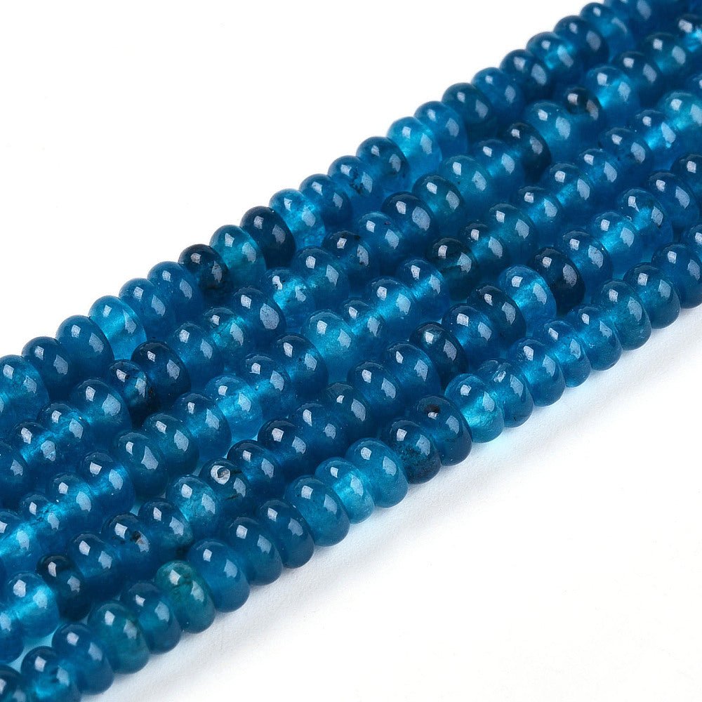 White Jade - Blå, Rondel (4.5x3mm) - Uniq Perler -