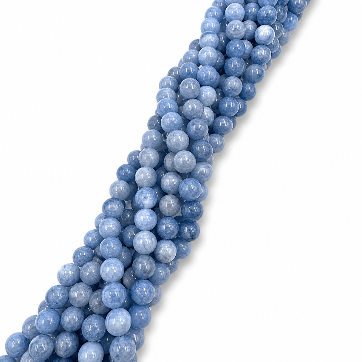 White Jade – Blå, Rund (8,5mm) - Uniq Perler - 115908