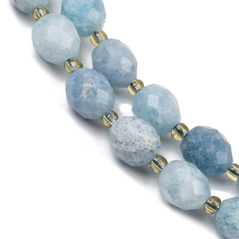 White Jade – Facetteret, Blå (9x10mm) - Uniq Perler - 116099