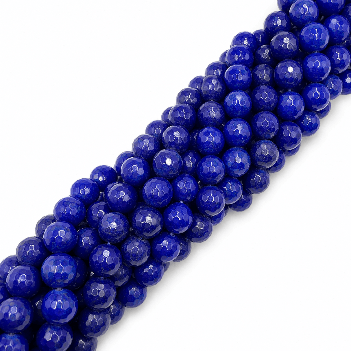 White Jade Perler – Blå, Facetterede Runde (12mm) - Uniq Perler - 124502