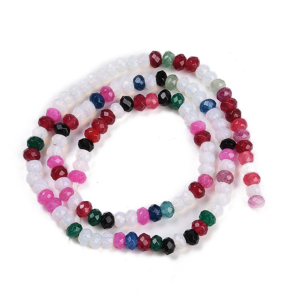 White Jade Perler – Farve Mix, Facetteret Rondel (4x3mm) - Uniq Perler - 121106
