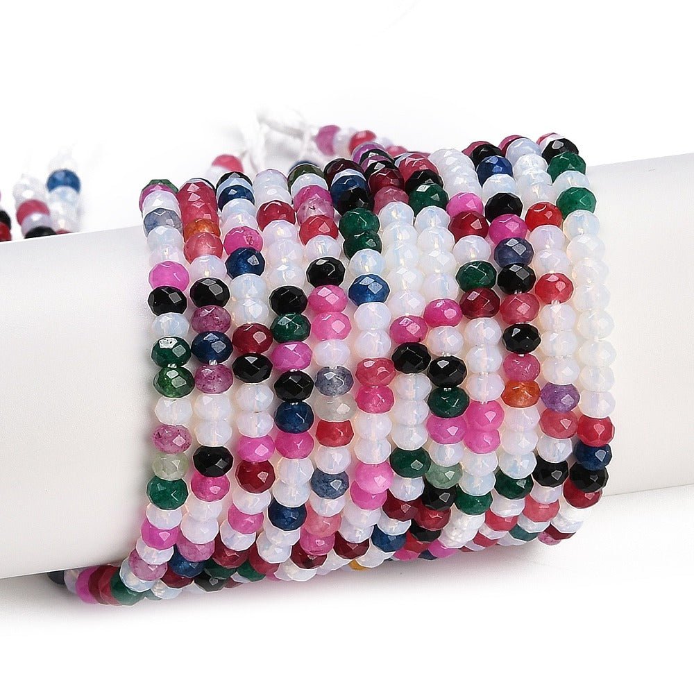 White Jade Perler – Farve Mix, Facetteret Rondel (4x3mm) - Uniq Perler - 121106